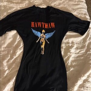 SHEIN Black Tee Dress with Blue Winged Angel and Orange Logo